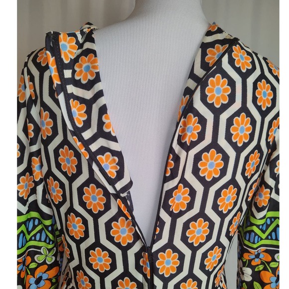 Vintage 60s Hobnobber Naturally Maxi Dress 70s Floral Geometric Long Sleeve - Picture 10 of 12